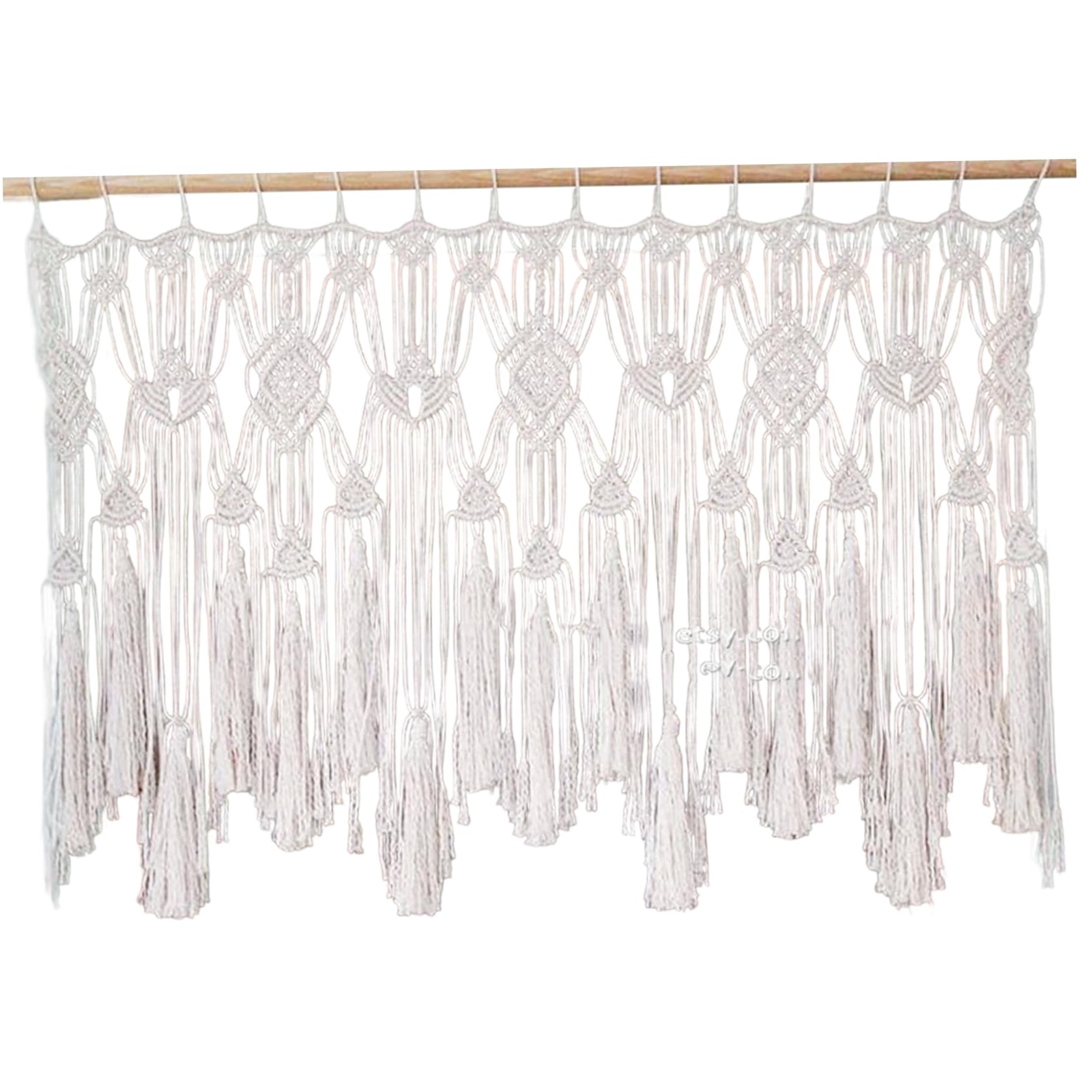 Cenefa de macramé tejida a mano para decoración de pared