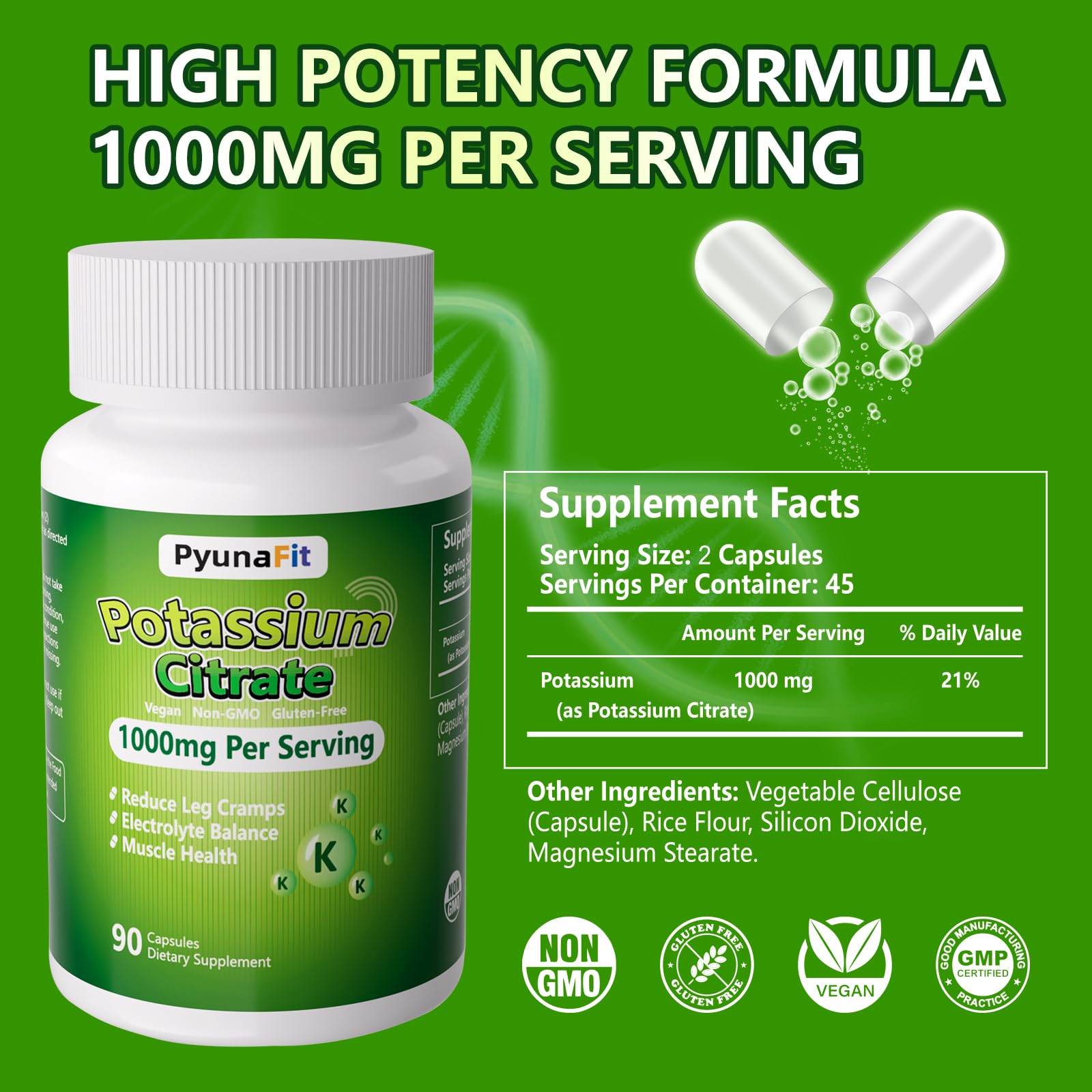 Potassium Supplement 1000mg, 90 Capsules — Amazon image 2