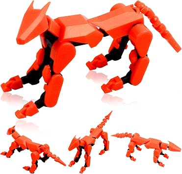 Assembly Completed Titan13 Action Figure Set, Robot Dog Action Figure 3D Printed robo Dogs, Multi-Joint Movable Robot Dogs, Dummy Dog Gift for Collectors Desktop Decorations Orange