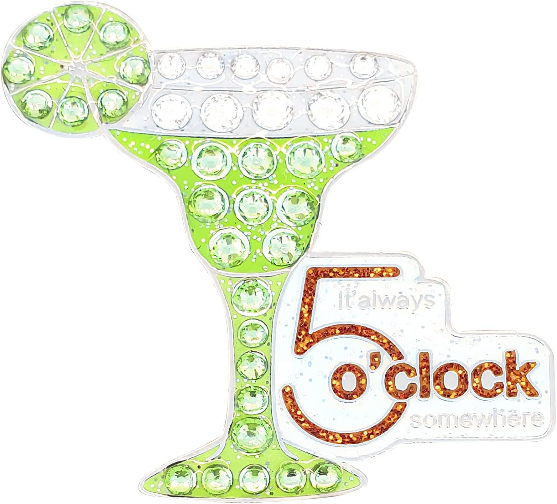 Navika It's Always Five O'clock Somewhere Swarovski Crystal and Glitz Ball Marker with Hat Clip