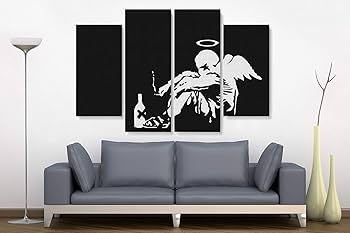 Amazon.com: Banksy Fallen Angel Graffiti Canvas Art Wall