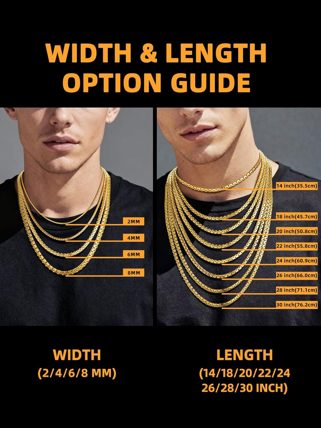 Bestyle 18K Gold Plated/Silver/Black Chain for Men, Hypoallergenic 2/4/6/8mm Stainless Steel Flat Link Chain Necklace for Men & Women Hip Hop Jewelry, 14-30" - Image 7