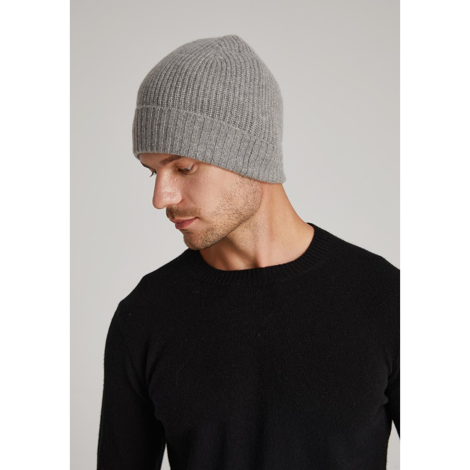 GreenMount Gorro unisex de cachemira, grueso, de punto acanalado, suave, cálido, para hombre y mujer