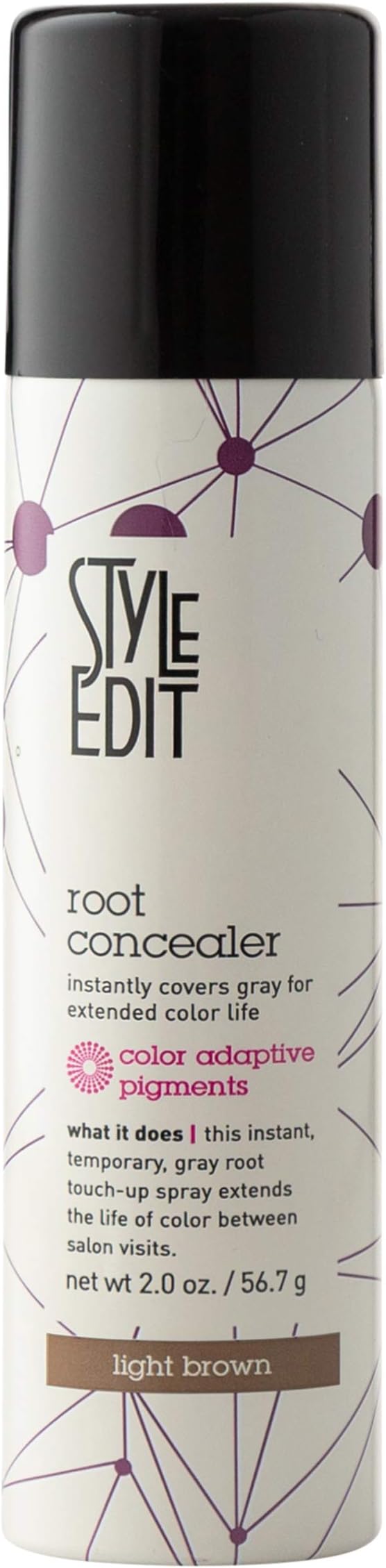 Style Edit Root Touch Up Spray | Temporary Hair Color for Gray Roots and Thinning Hair | Salon-Quality, Transfer-Resistant Hair Concealer | Light Brown, 2 oz