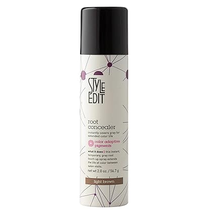 Style Edit Root Touch Up Spray | Temporary Hair Color for Gray Roots and Thinning Hair | Salon-Quality, Transfer-Resistant Hair Concealer | Light Brown, 2 oz