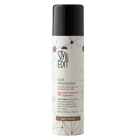Style Edit Root Touch Up Spray | Temporary Hair Color for Gray Roots and Thinning Hair | Salon-Quality, Transfer-Resistant Hair Concealer | Light Brown, 2 oz