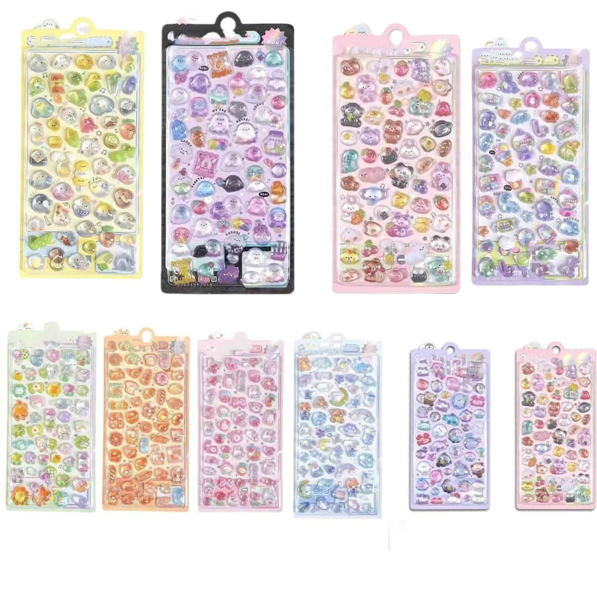 Puffy Stickers 450+ Bulk, 3D Kawaii Decals 1.5-3in for Water Bottles Laptop 450+ Unique, Zero Duplicates, Bubble Texture, Waterproof, Residue-Free, for Scrapbooking, Bullet Journal, Gifts, Classroom