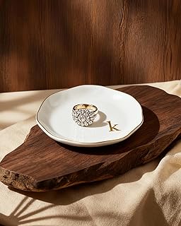 Personalized Ceramic Ring Dish - Monogrammed Jewelry Tray, Handcrafted Room Decor Engagement Wedding Present - Mothers Day Valentines Christmas Birthday Gift Women, Engraved Initial k