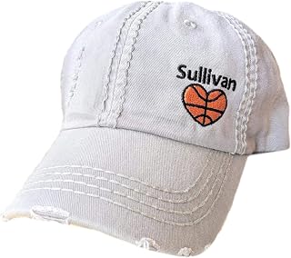 Basketball Heart Hat Optional Name Number, Baseball or High Ponytail Cap, Handmade Embroidered Not a Patch, Tournament Game JV Varsity College, Gift Present Wife Mom Female Coach Her