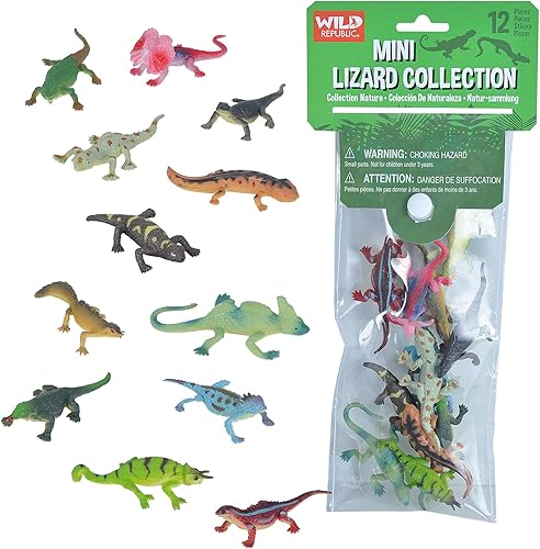 Wild Republic Mini bolsa de polietileno de lagarto, regalos para niños, juguetes educativos, bolsa reutilizable, 12 piezas, mediana