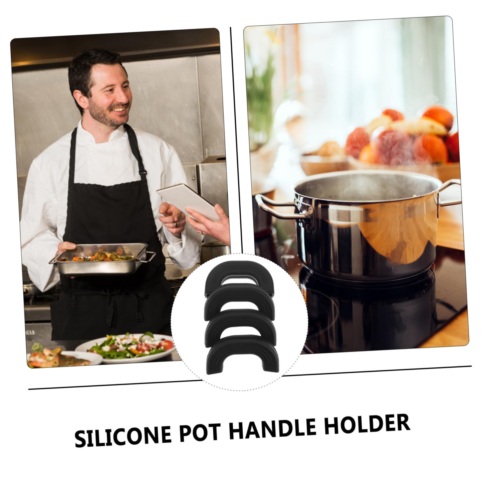 Garneck 4 Piezas Fundas Protectoras de Silicona para Asas de Ollas Resistentes al Calor y Antiescaldaduras para Cocina y Cómoda