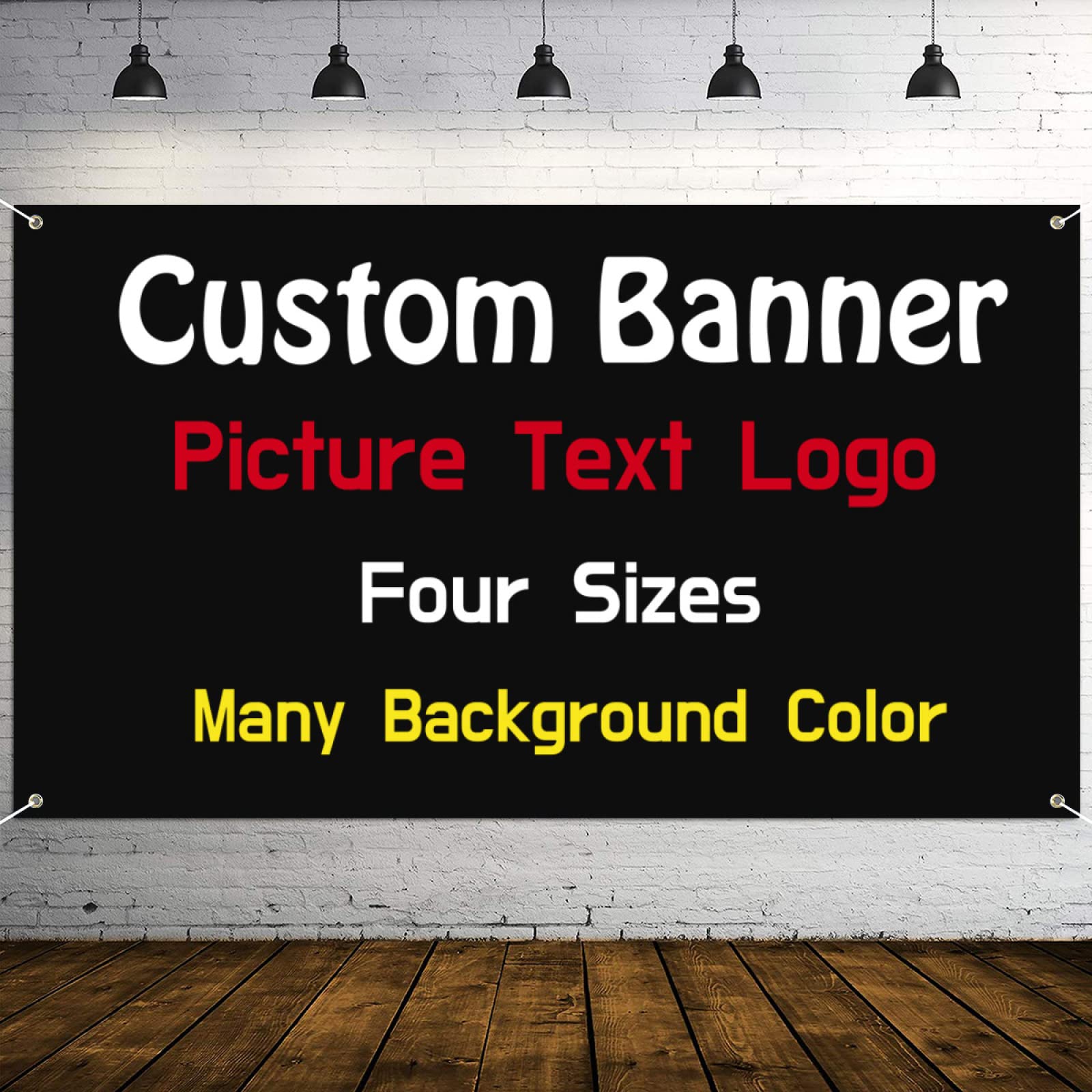 Personalised Photo Banner Sign Custom Single Sided Flags Decoration Backdrop 183x76cm(6ftx2.5ft) with Four Eyelets for Happy Birthday Party Business Graduation Wedding Anniversary Celebration