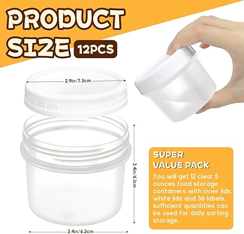 Miniatura 2 de GothaBach Paquete de 24 frascos de almacenamiento de alimentos de 5 onzas (5.4 fl oz) con tapas de rosca, pequeños frascos refrigerados