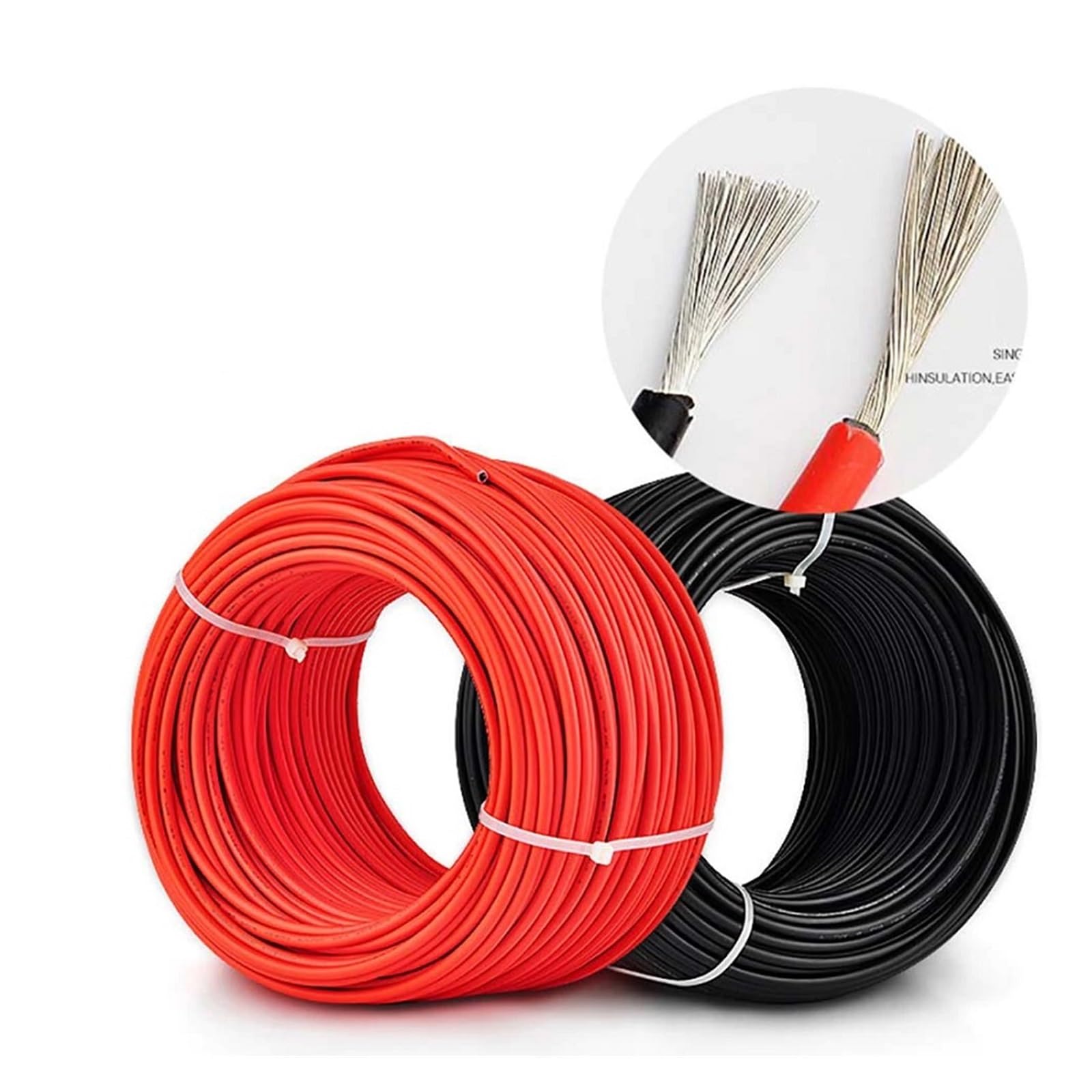 Cable fotovoltaico Solar de 100 metros/rollo, Cable fotovoltaico de 4 mm2, Cable fotovoltaico rojo o negro, Conductor de cobre, certificación XLP TUV (Color : Black)