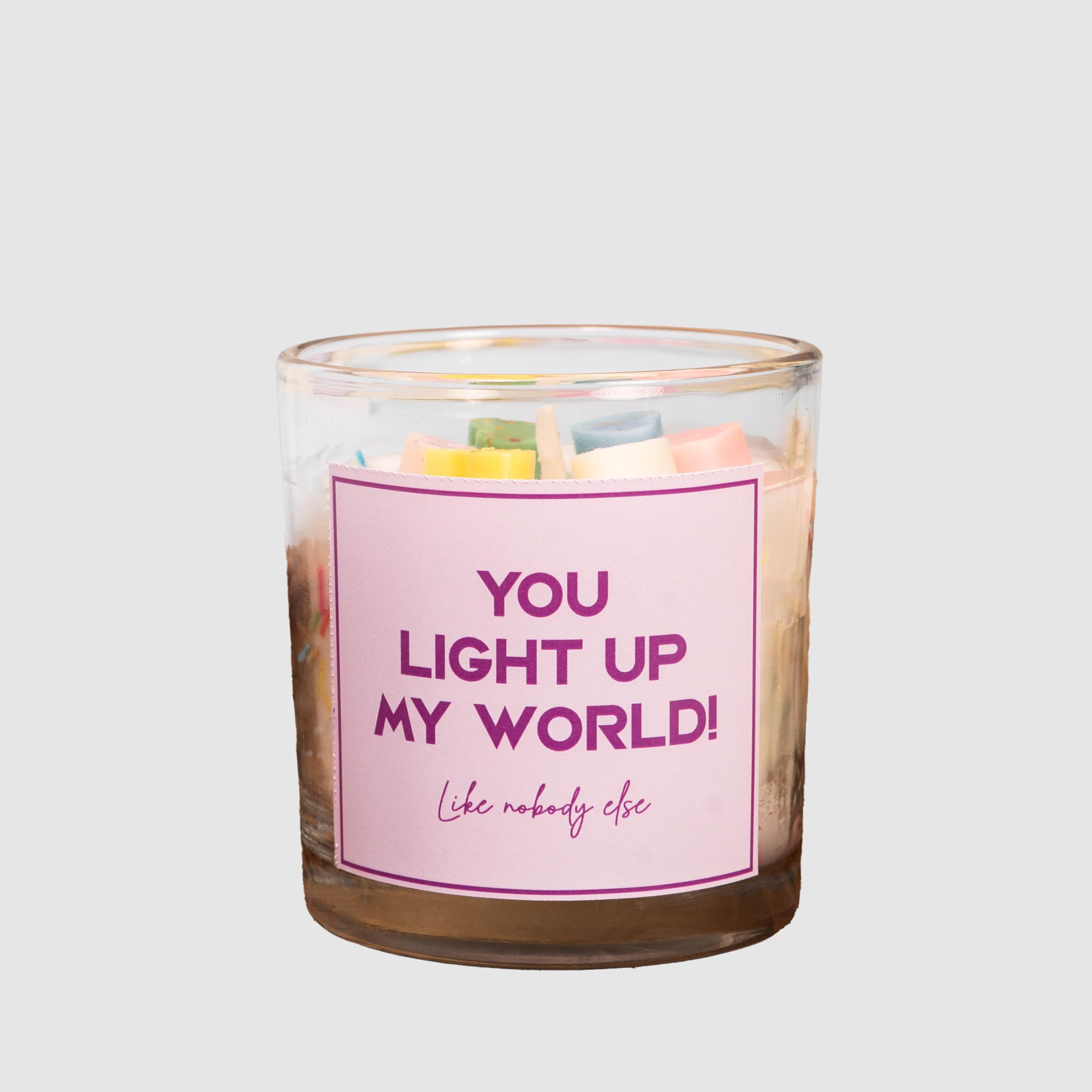The Zappy Box You Light Up My World' Scented Candle, Organic Soy Wax Candle in Transparent Jar, Anniversary Gift, Valentine's Day Gift for Husband, Wife, Girlfriend or Boyfriend, Transparent 342 GMS