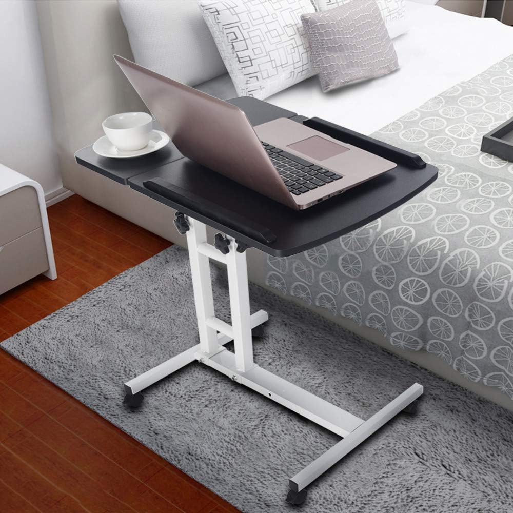 Ninasill Tilting Overbed Table with Wheels - 2 Height Adjustable Trays with Tilting Large Tray - Locking Caster Wheels - Laptop Table for Bed, Bed Trays for Eating, Built to Hospital Bed Table
