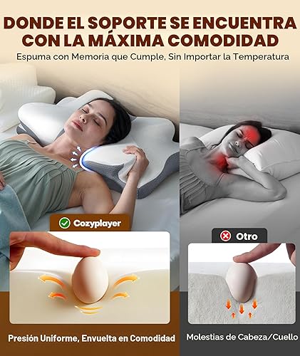 Miniatura 6 de Cozyplayer Almohada cervical para el cuello verdaderamente refrescante para aliviar el dolor, almohada ergonómica para dormir de lado para soporte