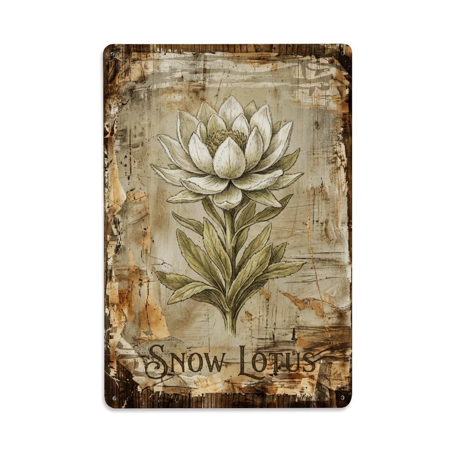 Snow Lotus Mountain Vintage Metal Tin Sign Plaque Wall Decor for Cafe, Club, Garden Metal Poster 8x12Inch
