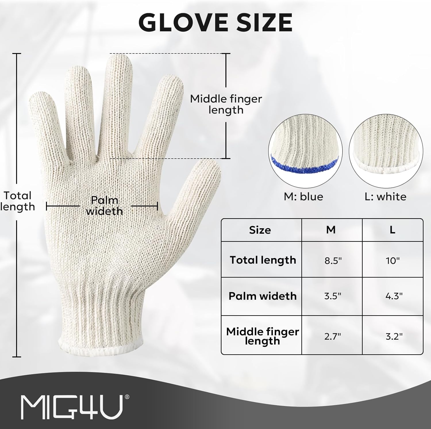 MIG4U 12 Pairs Work Gloves - Cotton String Gloves for Safety Work - Glove Liner Hand Saver Heat Protection for BBQ (Large, Economic) - Image 6