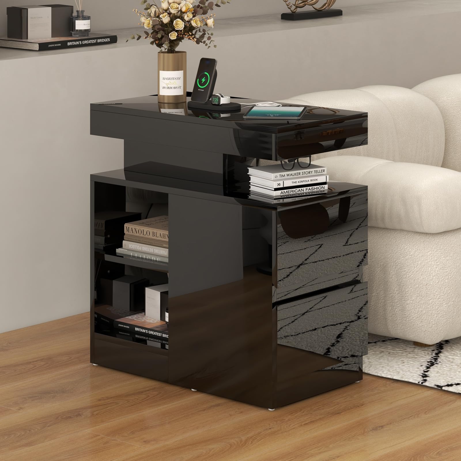 Amazon.com: OC Orange-Casual LED High Gloss End Table, Sofa Side