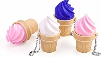 3D Printed Ice Cream Keychain Cute Serve Keyring Mini Dessert Pendant with Ball Chain Kawaii Bag Charm Clicker Gift
