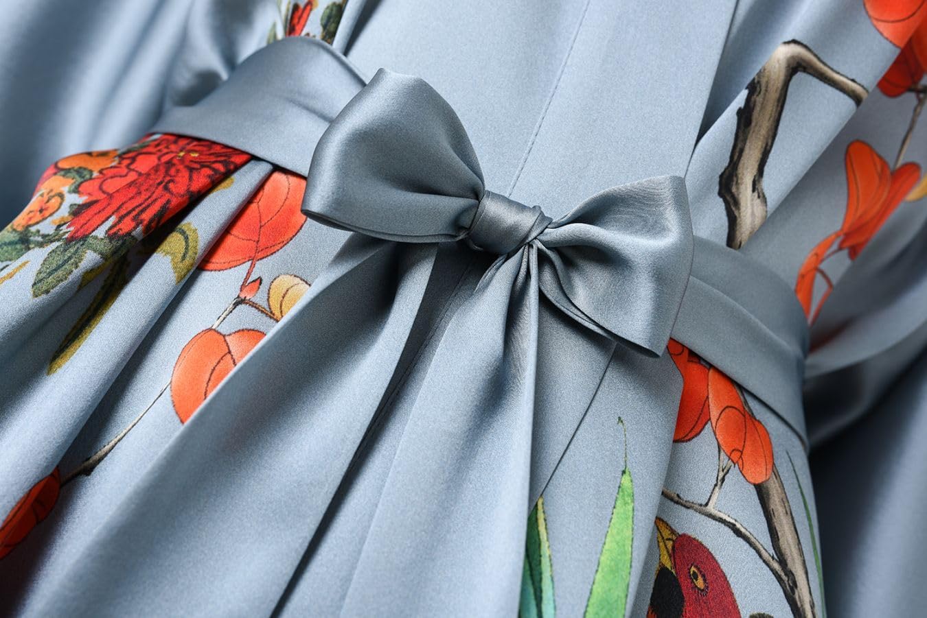 Women's Silk Kimono Robe Short Bathrobe Nightgown 100% Mulberry Silk for Women - Classic Floral Pattern - Image 6