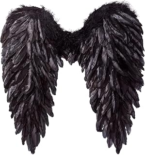 Dynwave Asa de anjo pena asa engraçado adorável fantasia vestido feminino asa de fadas acessórios de fantasia de halloween para dramatização lembrancinhas de, preto