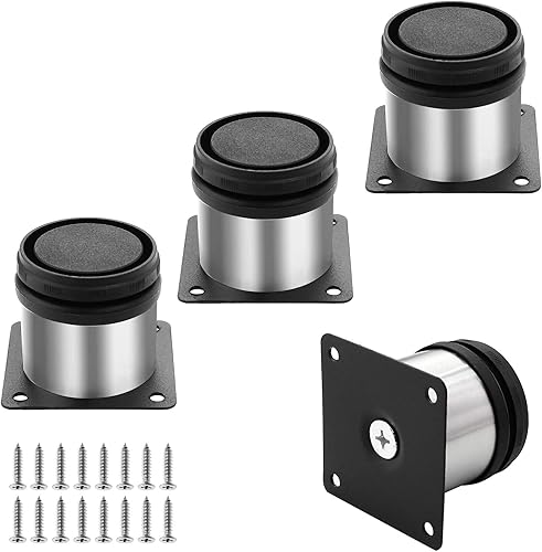 Miniatura 7 de Kyuionty Juego de 4 patas de acero inoxidable para muebles de 3 pulgadas, patas redondas ajustables de gabinete de 2 pulgadas de diámetro, patas de