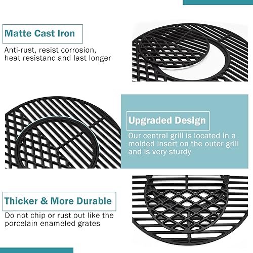 Miniatura 4 de Criditpid 8835 Rejillas de hierro fundido de repuesto para parrillas de carbón Weber de 22.5 pulgadas, hervidor, intérprete Premium, Master-Touch,