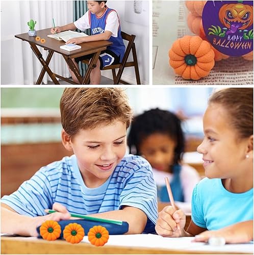 Miniatura 7 de 18 borradores de calabaza de Halloween a granel, mini borradores 3D divertidos borradores de bolsas de regalo, regalo gratificante para profesores,