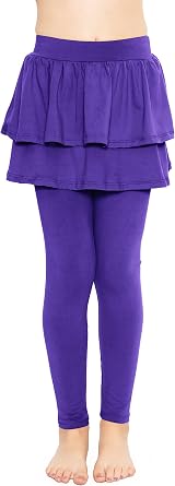 STRETCH IS COMFORT Girls Leggings Tutu Ruffle Pants Leggings with Skirt | Built in ankle layer, double tier twirl, tutu leggings, 95% polyester 5% spandex, skirt leggings for girls