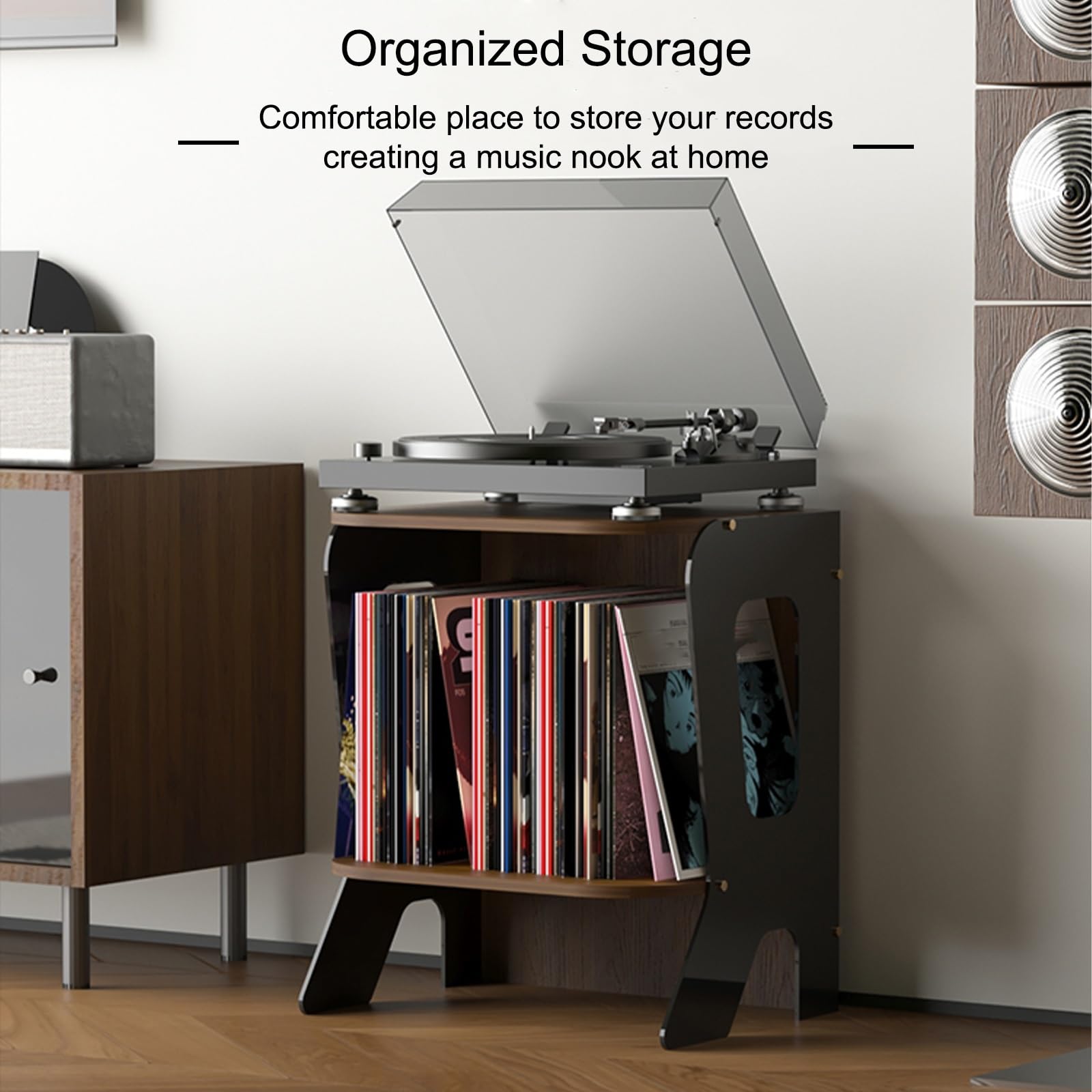 Mobile Stereo AV Component Media Stand e Torre Porta DVD, Mobile Stereo Hi Fi Rack in Acrilico, Supporto per Dischi in Vinile, per Camera(Red)