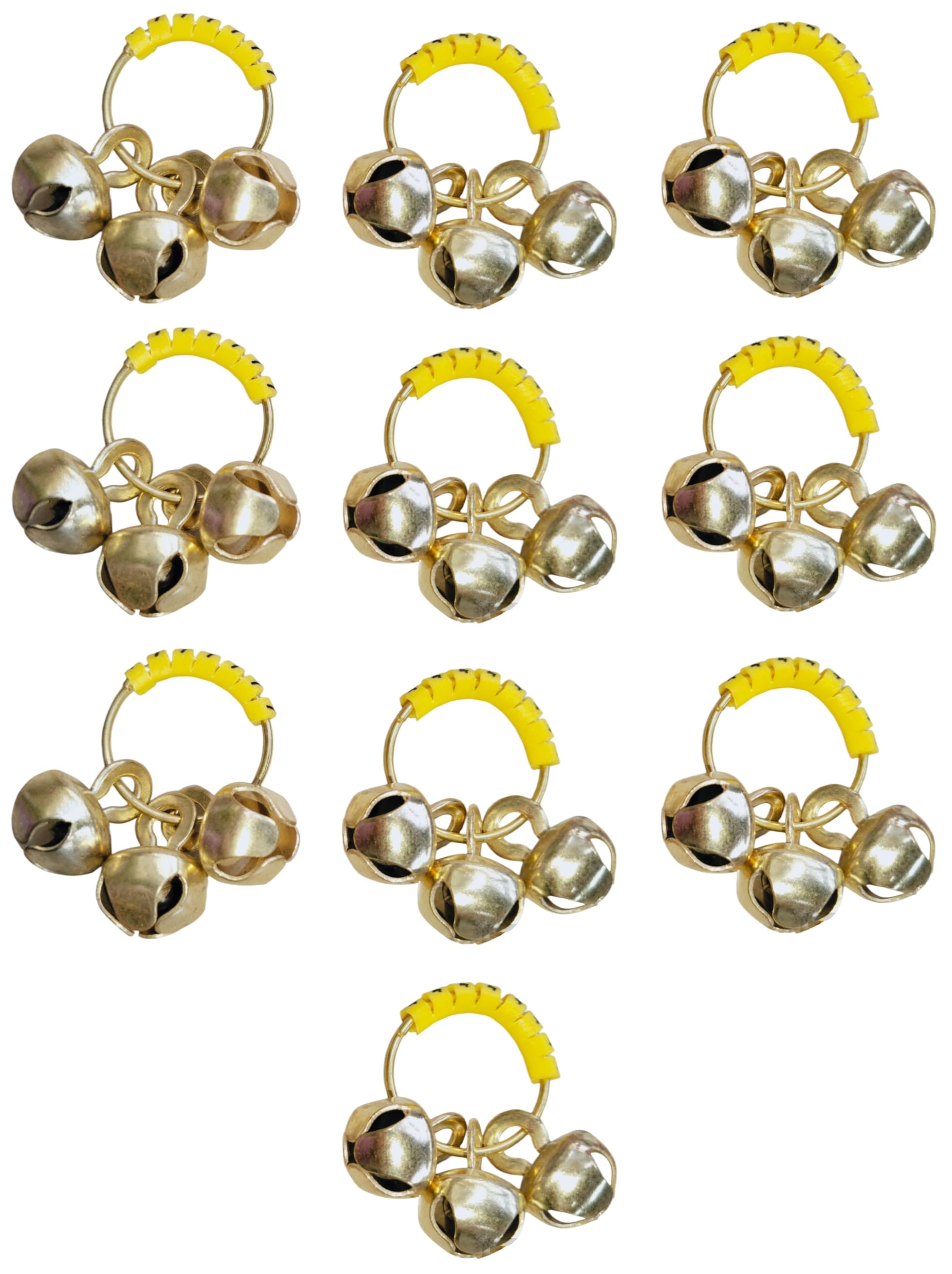 (Big Size, High Sound) Classy Looks Ghungroo Bells Finger Clapping Ring Yellow Kadi (Non Brass) Home Temple Pooja Aarti Bhajan Ganapati Ganesh Navratri Festivals Musical Gifting Goddess Chiming (10)-image-36