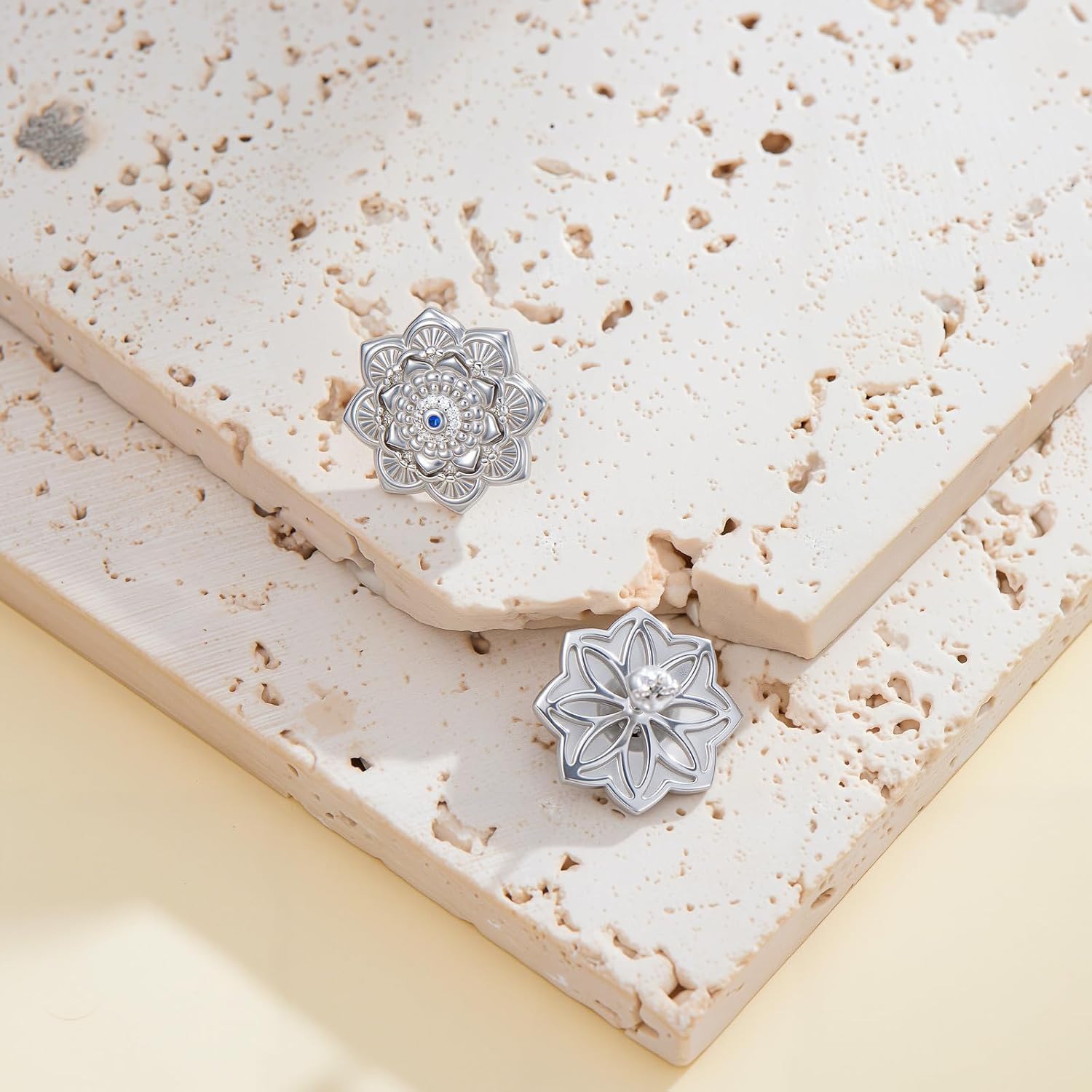 PEIMKO Evil Eye Earrings 925 Sterling Silver Lotus Evil Eyes Protection Devil Stud Earrings for Women - Image 2