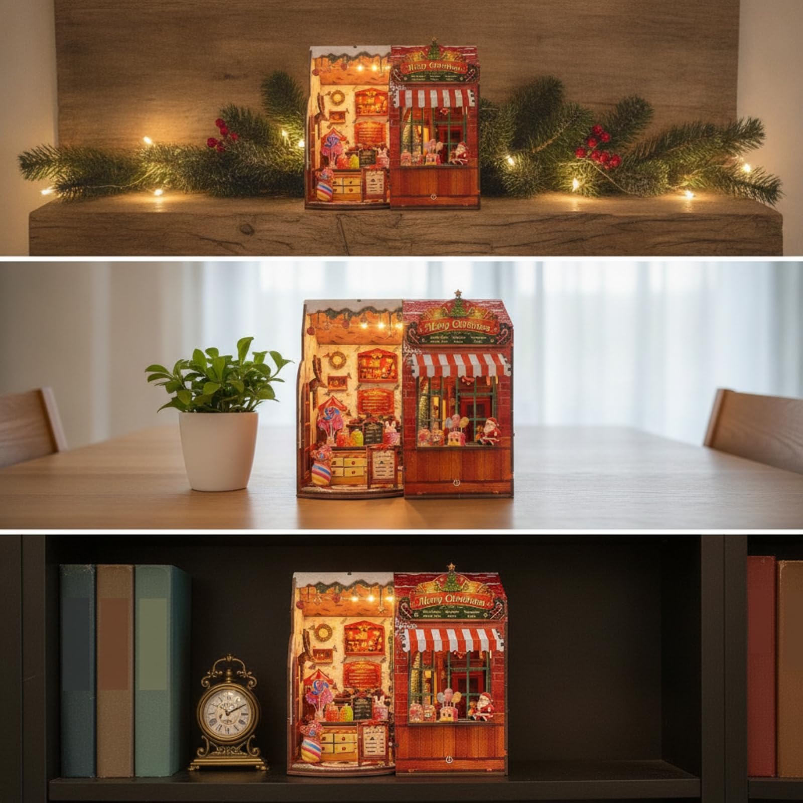 Almencla Modellino 3D in Legno Decorativo Diorama | Casetta Decora, per Decorazione Natalizia, Scrivania