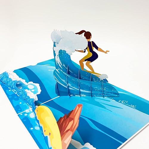 Miniatura 7 de Tarjeta de cumpleaños emergente para surfistas (niña)  Surf, océano, feliz cumpleaños, simplemente porque sí, días especiales, jubilación,