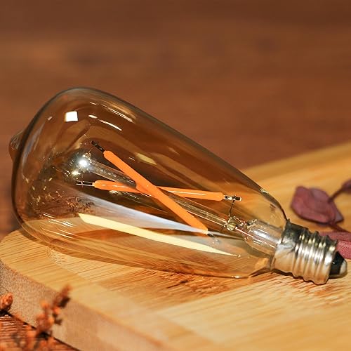 Miniatura 6 de 6 bombillas pequeñas ST38 Edison de 2 W equivalentes a 10W-15W-20W E12 Base cálida ámbar bombillas LED de vidrio para candelabros ventiladores