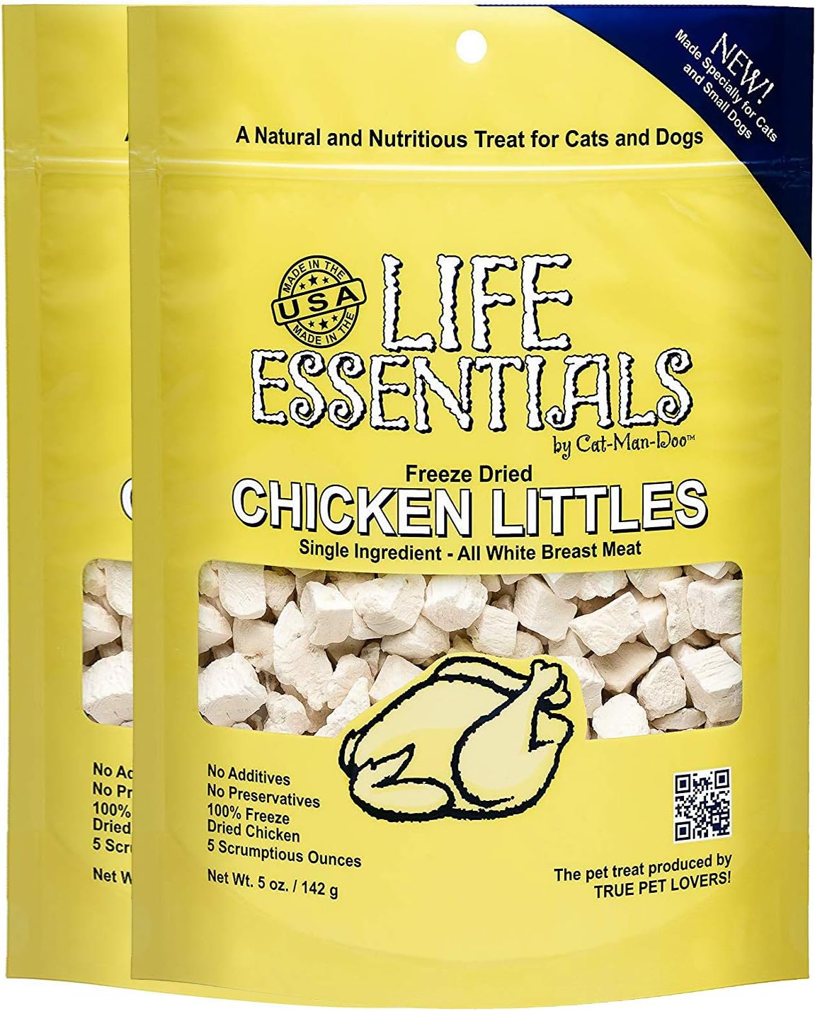 Life Essentials Chicken Littles Freeze Dried Chicken Cat & Small Dog Treats, Healthy Single Ingredient Training Treats & Cat Snacks, Perfect Bite Size, Made with Real Chicken – 5 oz (2 Pack)