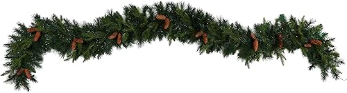 Miniatura 3 de Nearly Natural Guirnalda de Navidad artificial extra ancha de 9 pies con 286 ramas flexibles y 70 luces LED blancas cálidas