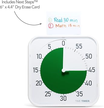 Time Timer Original 12 Visual Countdown Timer – Large 60-Minute Silent Classroom Visual Timer for SEL, Emotional Regulation, Focus, Calm Transitions, ADHD, Autism – (Green & White)