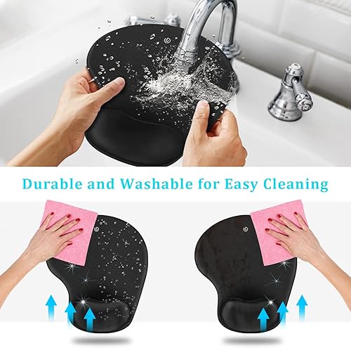 Miniatura 6 de Soqool Alfombrilla para mouse, paquete de 6 almohadillas ergonómicas para mouse con soporte de reposamuñecas de gel cómodo y refrescante y tela de