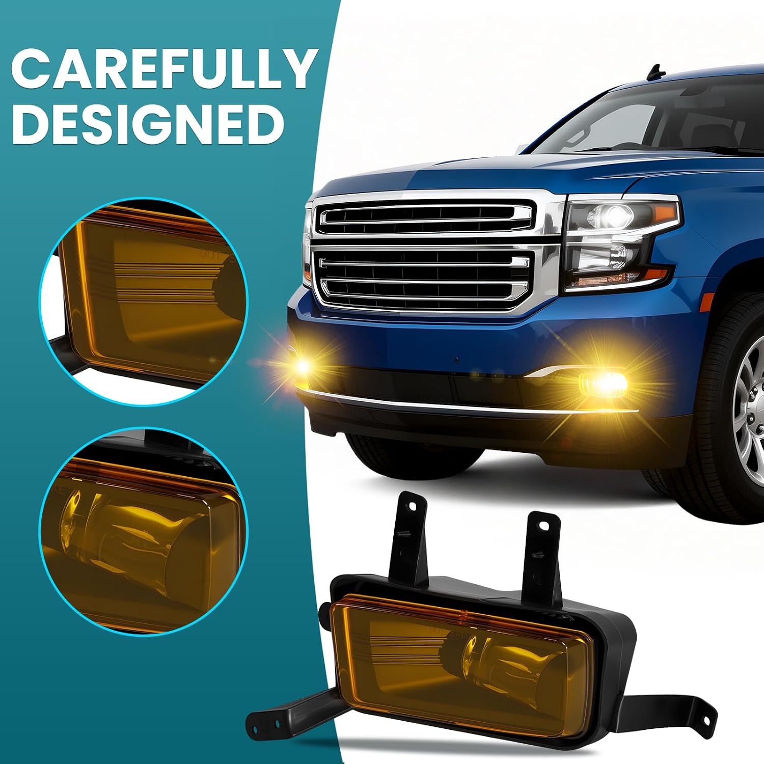 Shocklight Fog Light Compatible With 2015-2020 Chevy Suburban/Tahoe/GMC Yukon Yellow Lens