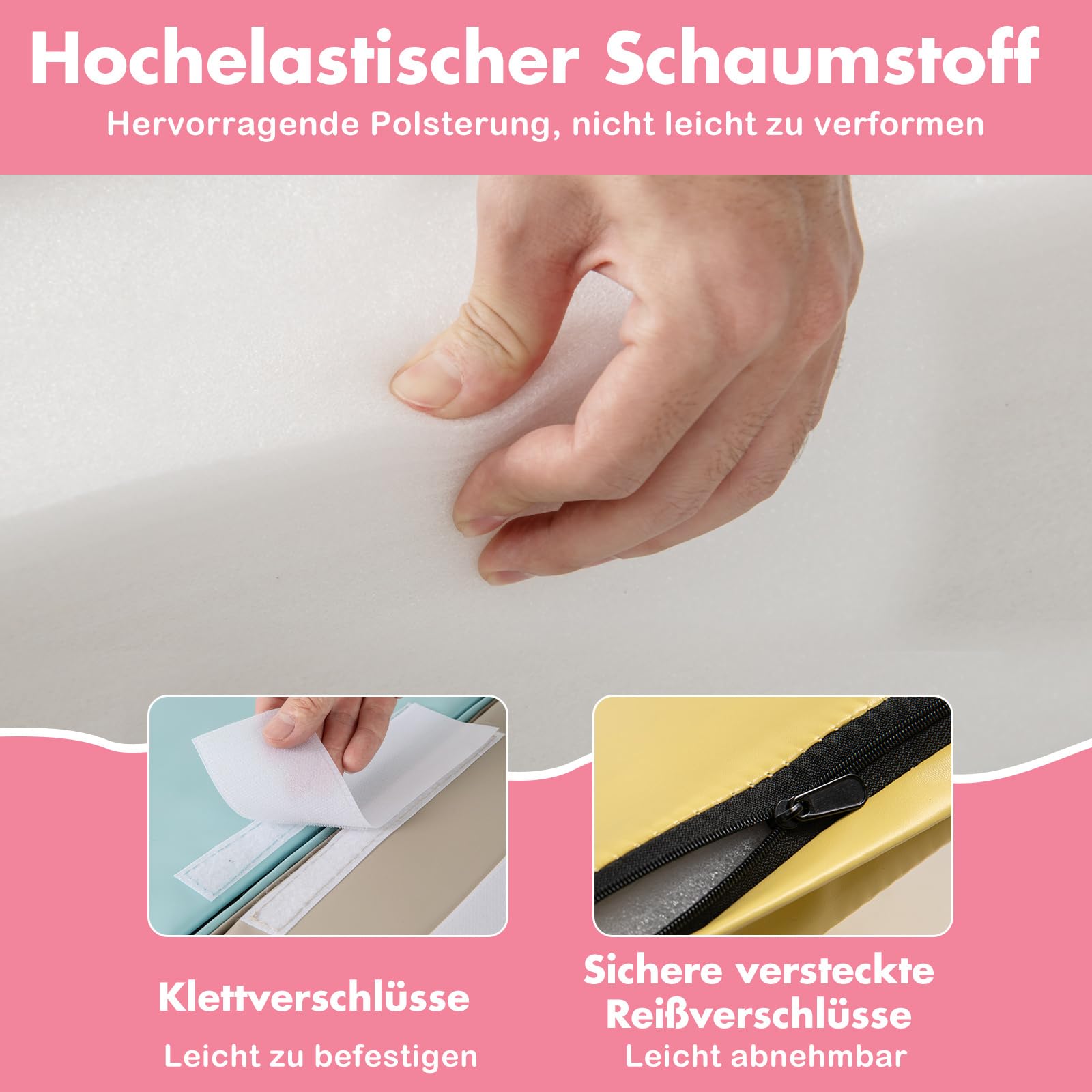 COSTWAY 10 TLG. Schaumstoff Bausteine, Softbausteine weich zum Klettern & Rutschen, Riesenbausteine aus PU, Großbausteine Kletterblöcke Indoor für Kinder ab 1 Jahr (Macaron)