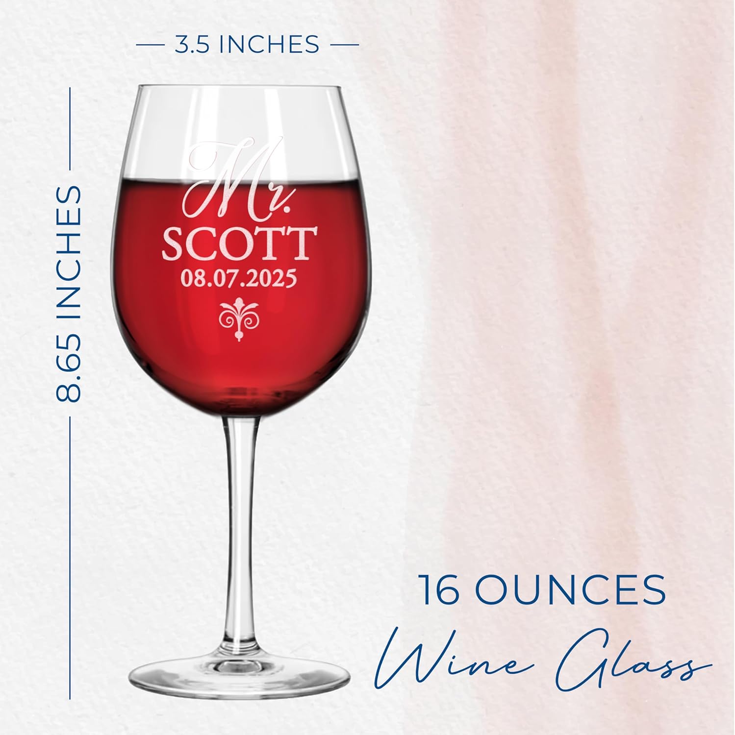Set of 2 Personalized Wine Glasses, Custom Engraved Monogram Glassware for Wedding Toasting, Anniversary, Couples, Housewarming Gifts, Laser Etched Red or White Wine Glasses - Image 3