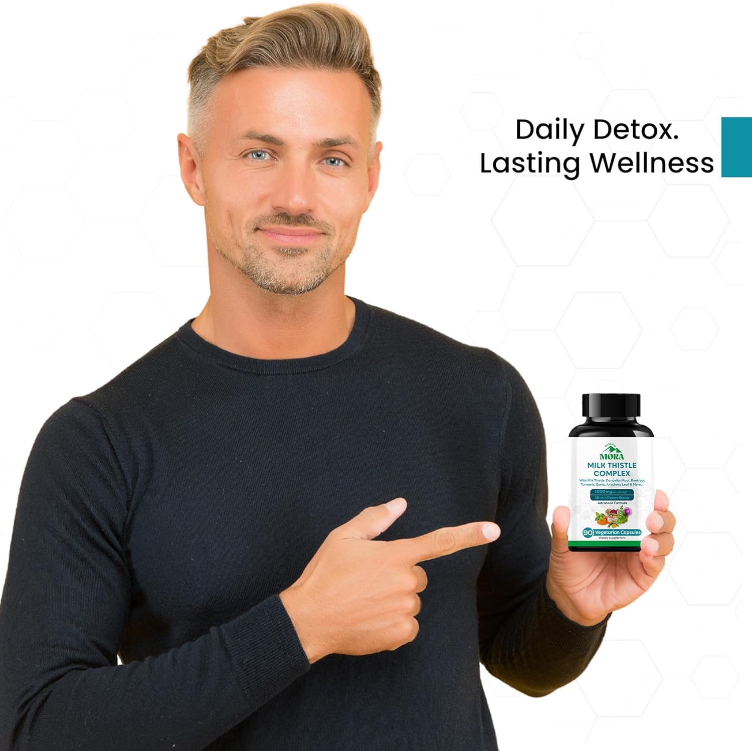 Milk Thistle Complex 1000mg | 15-in-1 Liver Support Supplement | 80% Silymarin with Dandelion Root, Turmeric & Artichoke Extract | Liver Health, Detox & Digestion Support | 90 Vegan Capsules