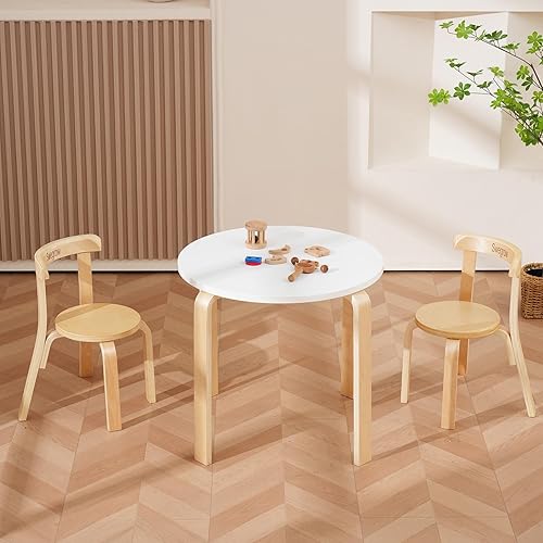 Miniatura 2 de Swegrow Juego de mesa y 2 sillas para niños, mesa y sillas de madera para niños y bebés, muebles de madera para niños para sala de juegoshogarkinder