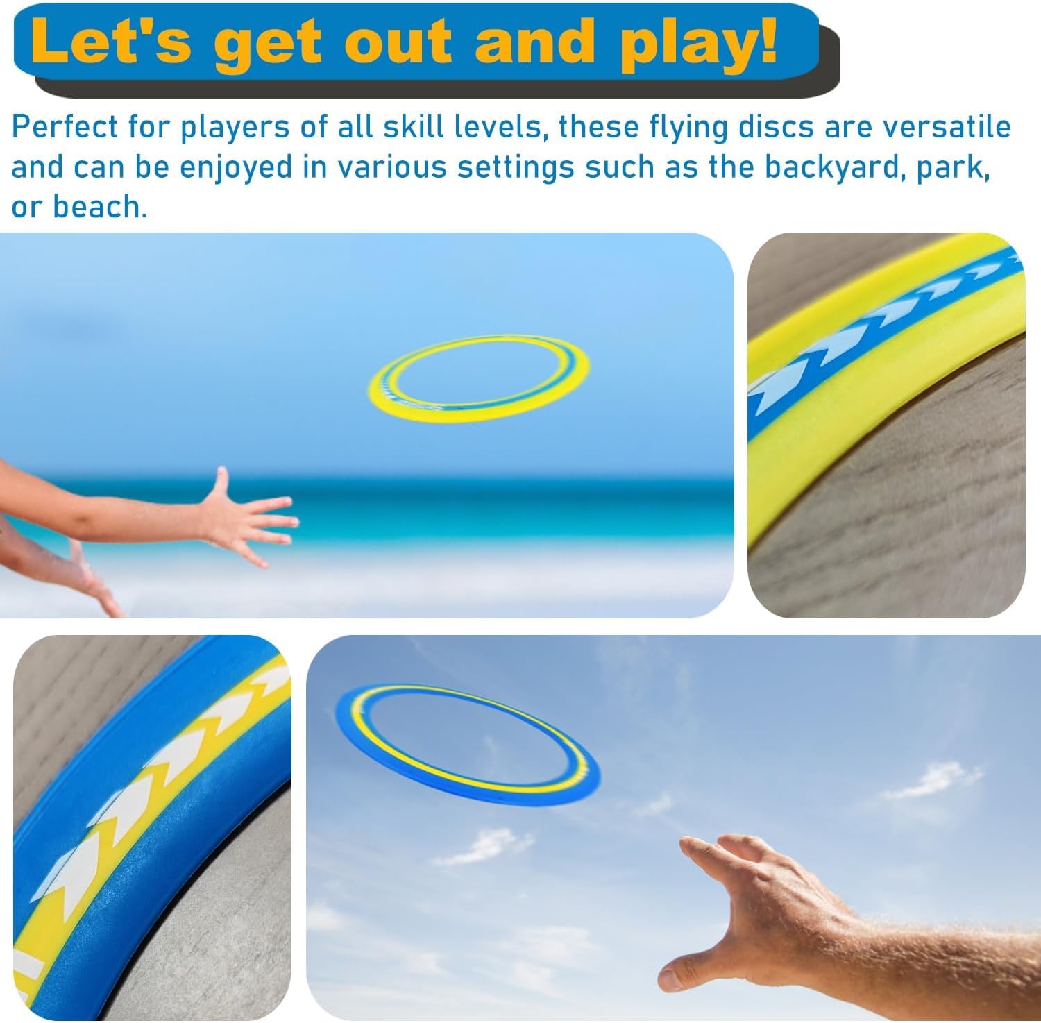 Senston Flying Ring 3x Facile da Prendere e Lanciare Flying Disc Pollici per Tutti i Giocatori