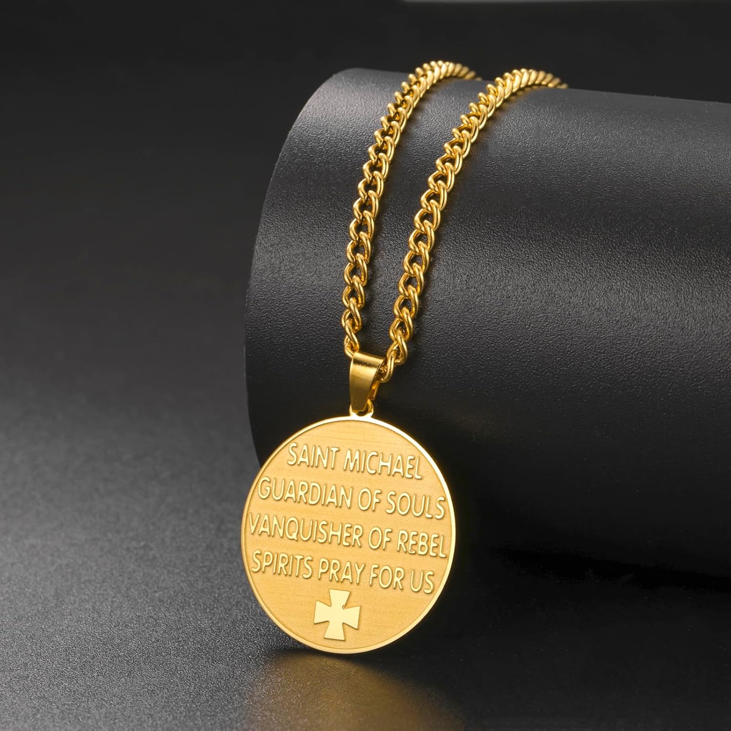 TEAMER Saint Michael Necklace Stainless Steel St. Michael Pendant The Great Protector Archangel Amulet Necklace Religious Jewelry For Men Women - Image 4