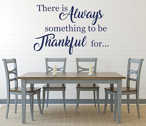 Miniatura 2 de Calcomanía de vinilo para pared con cita familiar con texto en inglés «There is Always Something to be Thankful for Thankful for