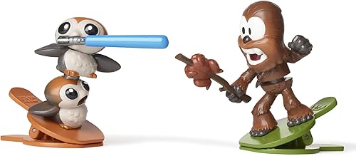 Miniatura 3 de STAR WARS Battle Bobblers Porgs Vs Chewbacca - Figura de acción de batalla recortable, paquete de 2, juguetes para niños a partir de 4 años
